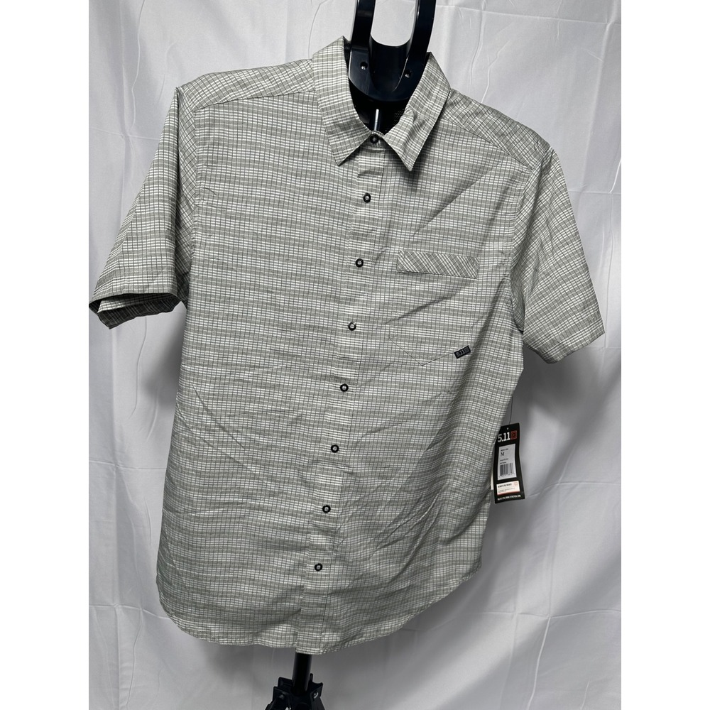 5.11 Tactical Mens Intrepid Shirt Python Green Grid Short Sleev 71369 Medium NWT